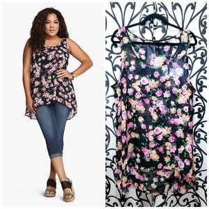 TORRID Plus Semi-Sheer Hi-Lo Tank Top Blouse Shirt